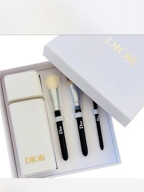Dior Black and White Makeup Brush Set with Gold Logo